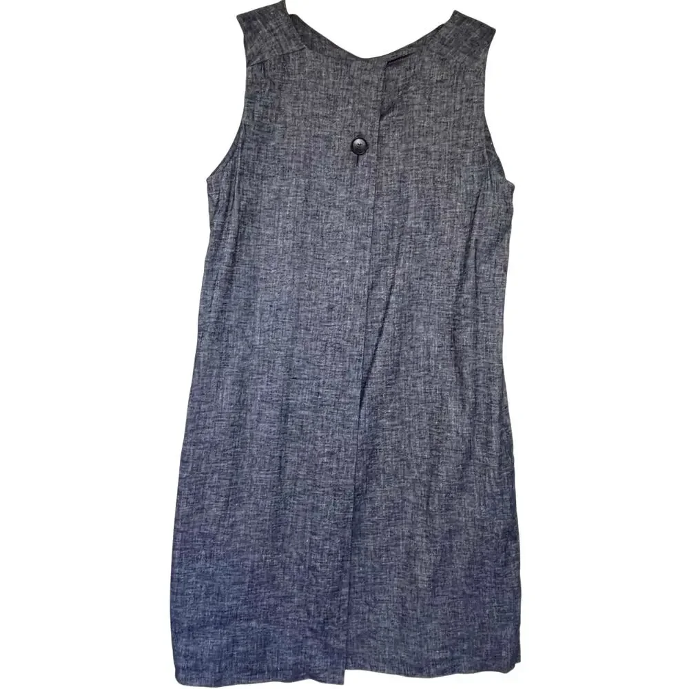 THEORY Women’s Narlica Linen Blend Blue Chambray Shift Dress size 4 - Picture 5 of 6